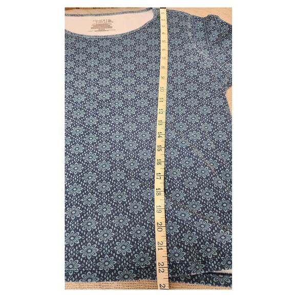 Time and Tru Long Sleeve Scoop Neck Blue Floral Pattern Cotton tshirt W- SZ XL - Picture 4 of 6